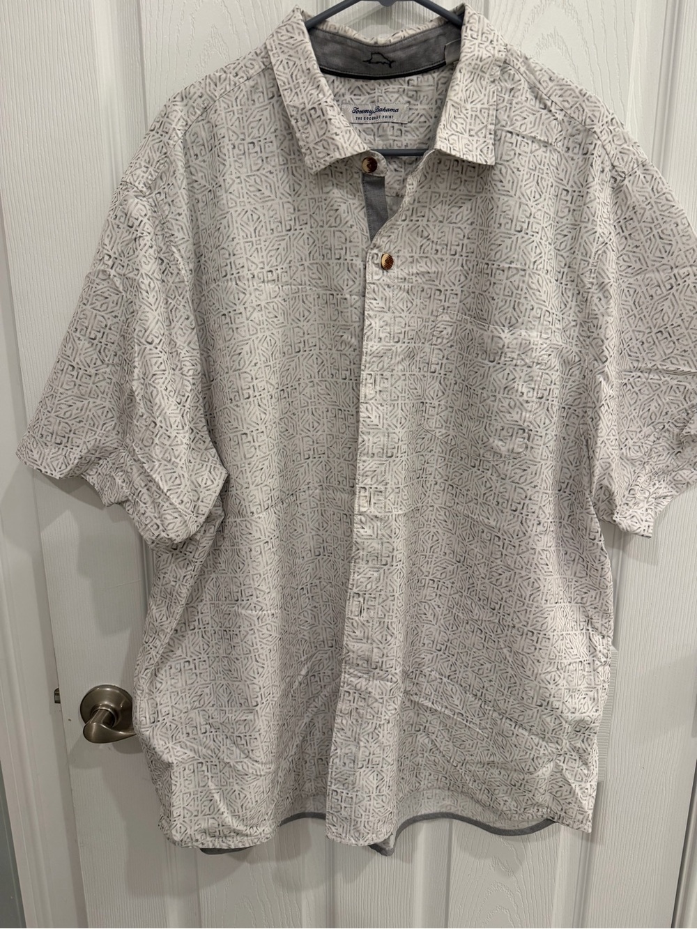 Tommy Bahama - Men's Short-Sleeve Button-Up Shirt in Light Gray Pattern - XXL